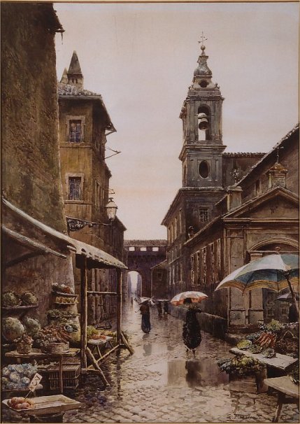 Ettore Roesler franz - Via del Campanile in Borgo, 1883 circa